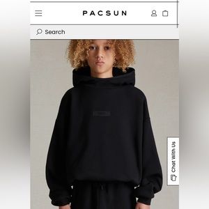 Kids Fear of God Essentials Jet Black Hoodie NWT